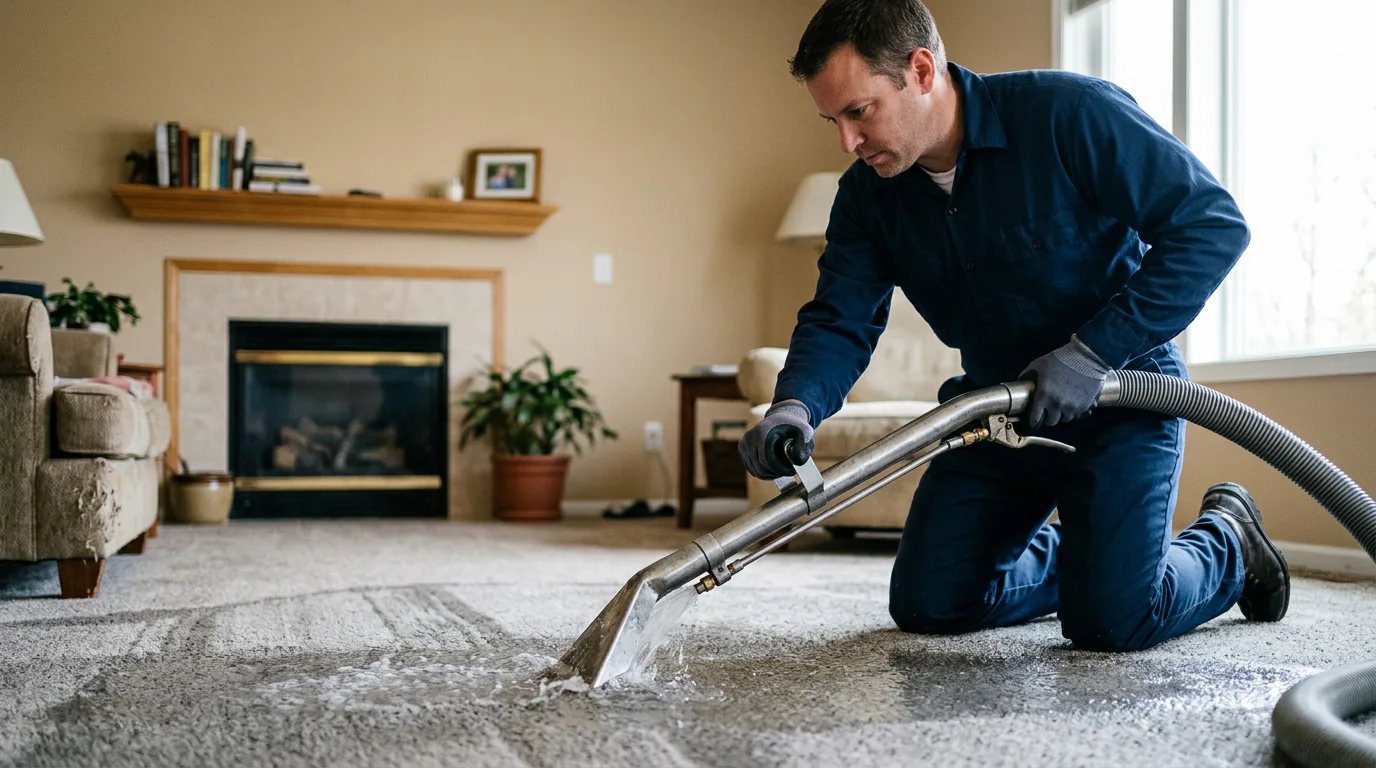 Water damage restoration technician working near Alton, NY